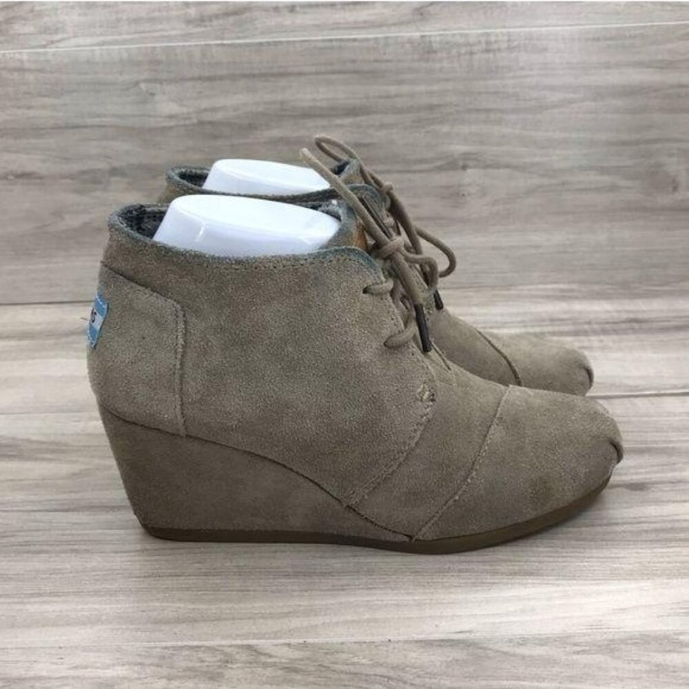 Tom’s Booties Women's 7 Suede Wedge Ankle Boots Shoes